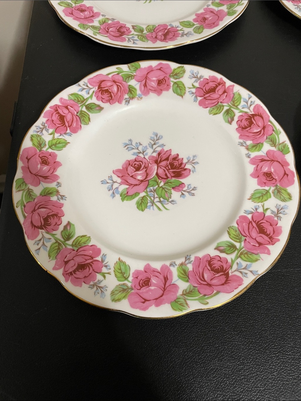 Vintage Queen Anne Lady Alexander Rose 4X Side Plates